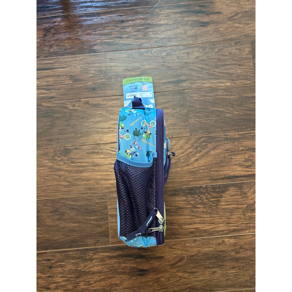Bluey Kids Insulated Lunch Bag Blue Bike Riding Graphic School Lunchbox NWT - Picture 2 of 7